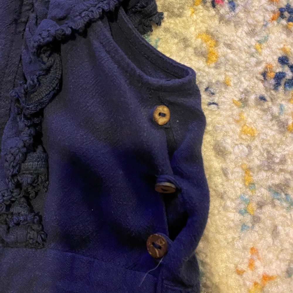 Navy Blue Ruffle Crop Top - Picture 4 of 4